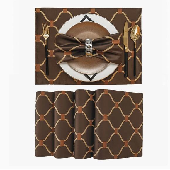 Set of 4 Chocolate Lovely Dining Heat Resistant Placemats - Picture 1 of 9